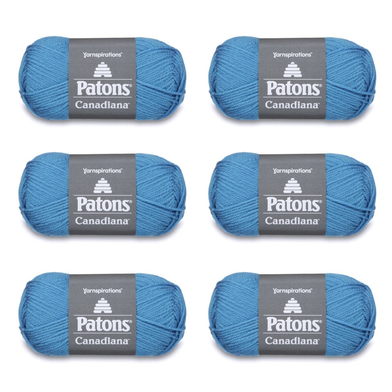 Patons Canadiana Clearwater Blue Yarn - 6 Pack of 3.5oz/100g - Acrylic - 4 Medium - 205 Yards - Knitting/Crochet